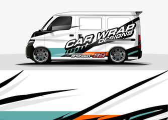 Car decal, truck and cargo van wrap vector. Graphic abstract stripe designs for branding and livery vehicle
