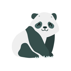 Little panda. Cute illustration of sitting baby panda isolated on a white background. Vector 10 EPS
