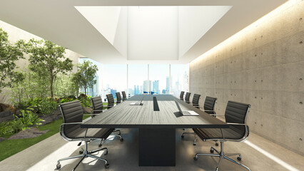 Interior of minimalistic meeting room in office.3d rendering