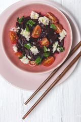 Homemade Beet Salad with Walnuts, Mozzarella and Parsley