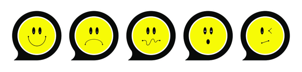 cute emoji set. Facial expressions icon set.