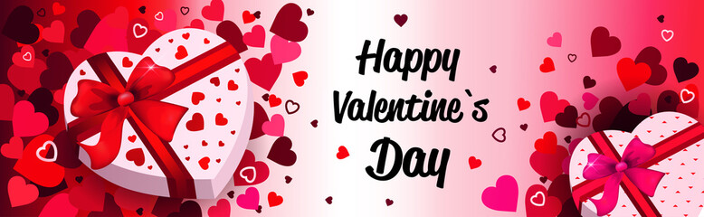 valentines day celebration love banner flyer or greeting card with hearts horizontal vector illustration