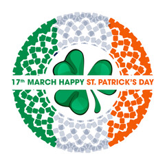 St. Patrick's Day card. Clover leaves with coins on background for greeting holiday design. Vector illustration.