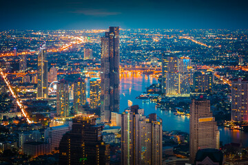 Landscape of Bangkok city during night scene - 408017101
