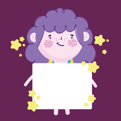 cute little girl with empty banner cartoon, Children