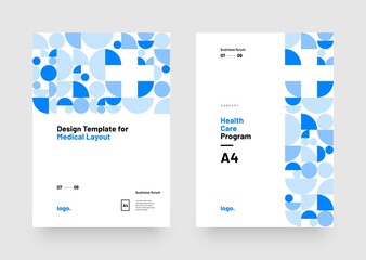 Vector layout template with geometric pattern for medical layout. For poster, flyer or banner.