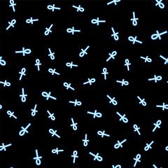 Line Cross ankh icon isolated seamless pattern on black background. Vector.