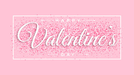 Pink Valentine's Day background with paper style. Vector illustration. Cute love valentine banner or greeting card. Place for your text