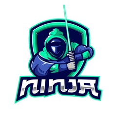 Ninja esport mascot logo design vector with transparent background