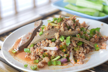 Spicy Minced Pork Salad Thai food