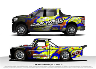 Fototapeta premium Car decal, truck and cargo van wrap vector. Graphic abstract stripe designs for branding and livery vehicle 