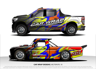 Car decal, truck and cargo van wrap vector. Graphic abstract stripe designs for branding and livery vehicle
