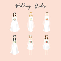 Wedding Bride Illustration Character Collection Set
