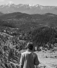 Woman overlooking the mountains