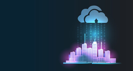 concept cloud binary code town