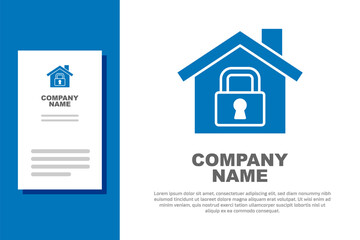 Blue House under protection icon isolated on white background. Home and lock. Protection, safety, security, protect, defense concept. Logo design template element. Vector.