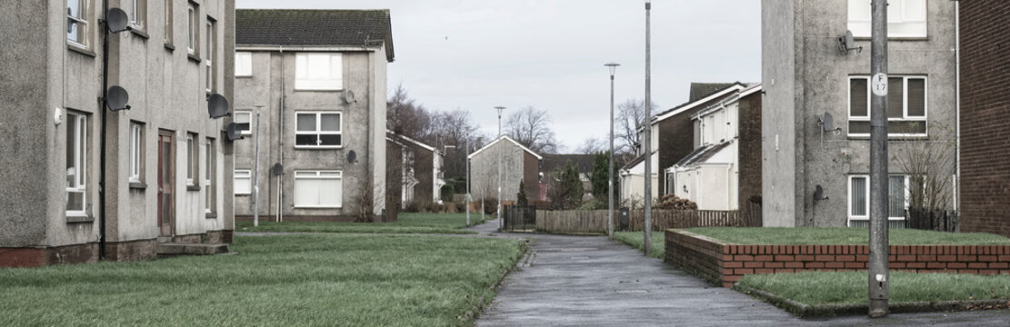 Derelict Council House In Poor Housing Estate Slum With Many Social Welfare Issues In Port Glasgow