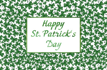 Beautiful watercolor drawing of bright, green clover. Closeup, no people, texture. Congratulations for loved ones, relatives, friends and colleagues