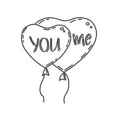 Balloons in the form of a heart with the inscription 