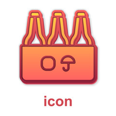 Gold Pack of beer bottles icon isolated on white background. Case crate beer box sign. Vector.