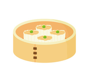 グリーンピースが乗った焼売のベクターイラスト