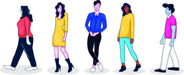 colorful hand drawn people character collection