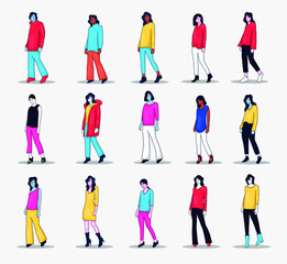 colorful hand drawn people character collection