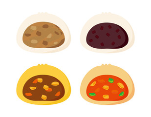 中華まんのベクターイラスト　肉まん　豚まん　