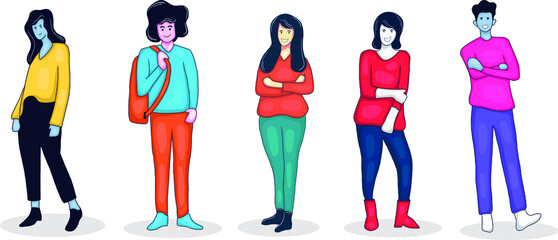 colorful hand drawn people character collection