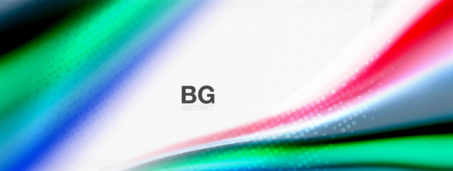 Abstract Background. Smooth flowing lines, blurred waves, rainbow color style stripes. Vector illustrations for covers, banners, flyers and posters and other