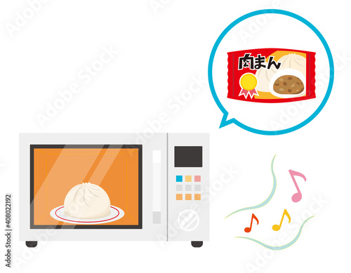 電子レンジのベクターイラスト 家電 肉まん Wall Mural Nisi