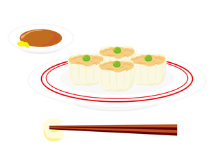 グリーンピースが乗った焼売のベクターイラスト