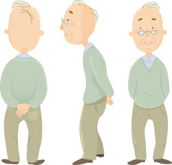 Vector illustration of an elderly man, grandfather