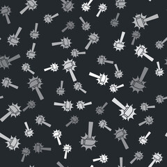 Grey Hammer icon isolated seamless pattern on black background. Tool for repair. Vector.