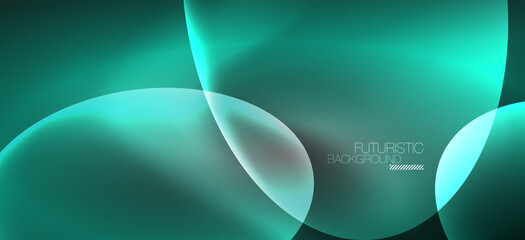 Neon ellipses abstract backgrounds. Shiny bright round shapes glowing in the dark. Vector futuristic illustrations for covers, banners, flyers and posters and other