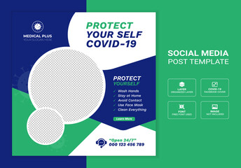 Health care and Medical social media banner about corona virus, covid-19 social banner
