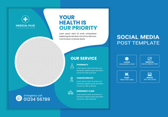 Health care and medical social media post banner, social media banner