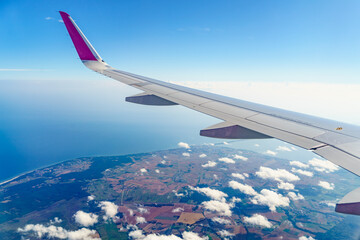 Fototapeta premium View from an airplane window to Baltic Sea