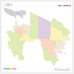 三鷹市・Mitaka-shi・色分け・町名なし（東京都）