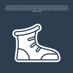 Blue line Sport boxing shoes icon isolated on blue background. Wrestling shoes. Vector.