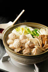 鶏肉とつみれの鍋　Chicken and chicken ball hot pot