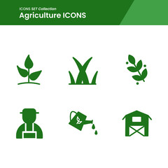 icon set of agriculture wheat, grass, the farmer and many more. with solid style vector. suitable use for web app and pattern design.