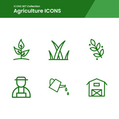 icon set of agriculture grass, garden, wheat, warehouse and many more. suitable use for web app and pattern design.