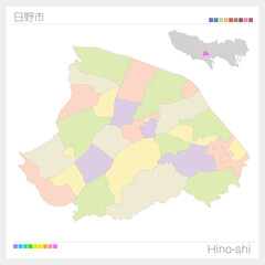 日野市・Hino-shi・色分け・町名なし（東京都）