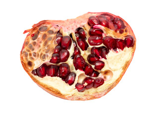 Ripe red pomegranate on a white