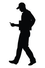 Delivery man silhouette vector on white background, industrial people concept.