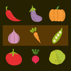 Vegetables icon set vector design