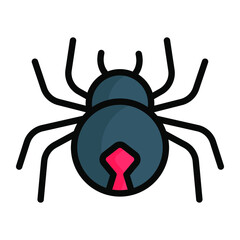 spider, halloween vector color line icon