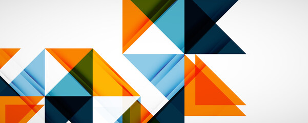 Geometric abstract background. Techno color triangle shapes. Vector illustration for covers, banners, flyers and posters and other designs