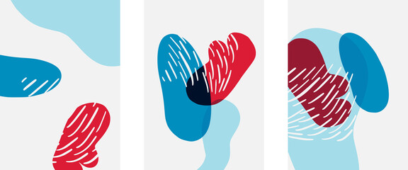 Hand drawn doodle shapes, wall art painting style, vector abstract background templates. A4 poster design or for covers, banners, flyers